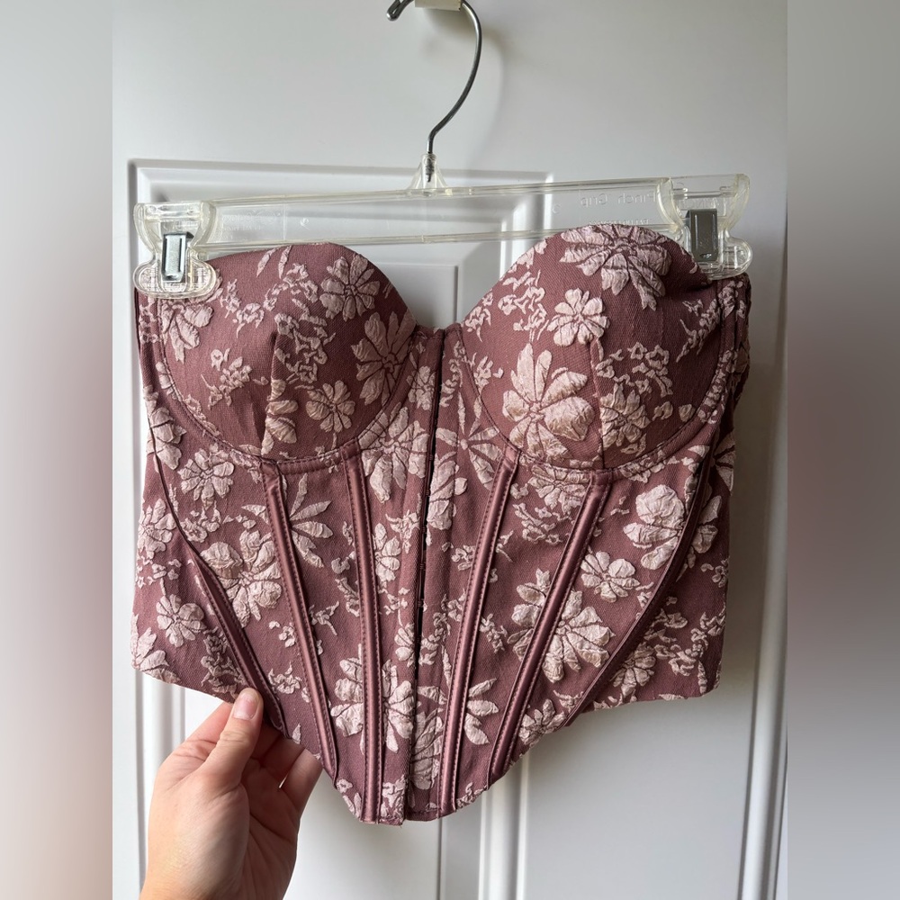 Windsor Pink and Cream Corset with Floral Design